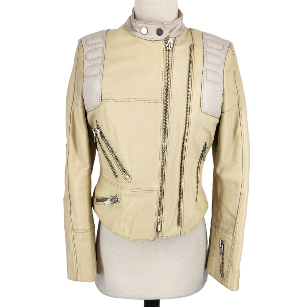 Vintage H&M S/S Studio 2016 Leather Biker Moto Jacket Womens Size 4